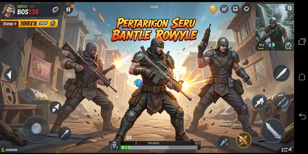 Tampilan gameplay seru dari BOS138 dalam pertarungan Battle Royale.