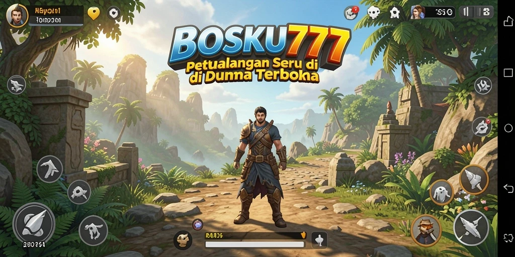 Tangkapan layar gameplay BOSKU777 menunjukkan petualangan seru di dunia terbuka.