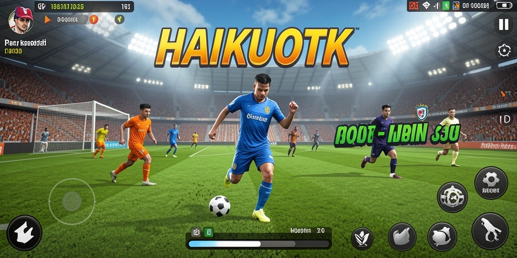 Tangkapan layar dari gameplay HAIKUOTK menampilkan aksi seru dalam pertandingan olahraga.