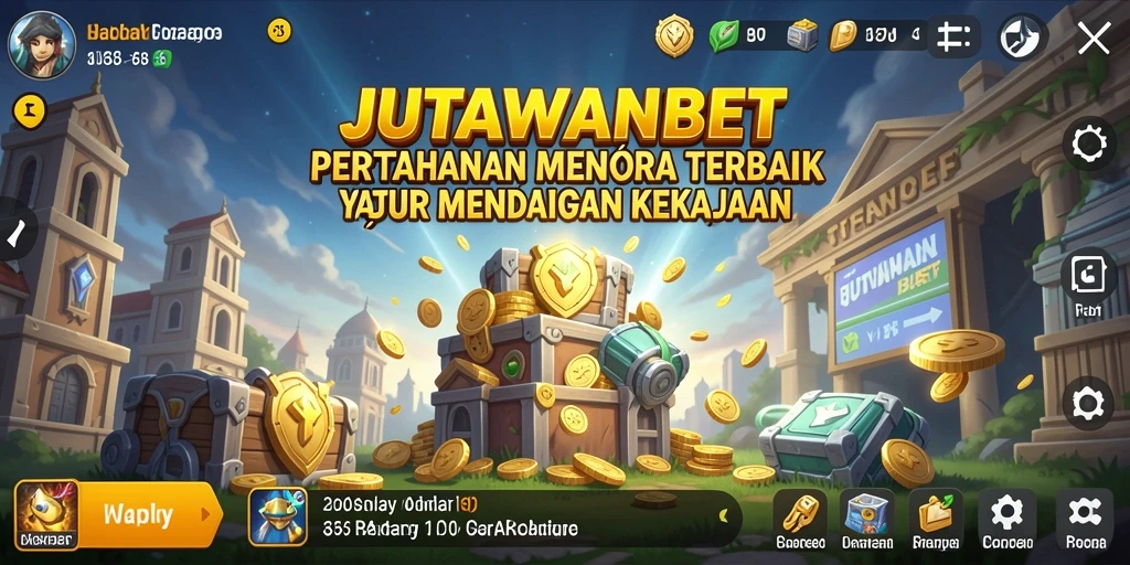 Tangkapan layar gameplay menampilkan menara dan musuh dalam JUTAWANBET.