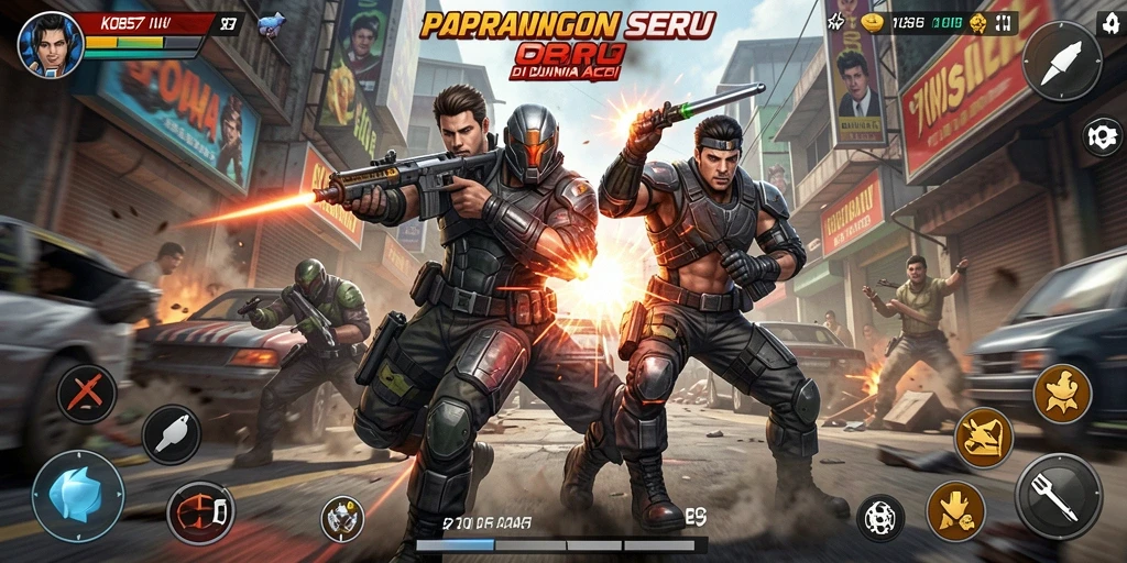 Screenshot permainan KO857 menampilkan aksi seru dalam pertarungan.