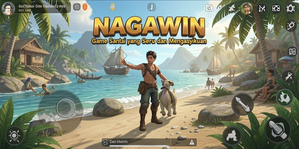 Tangkapan layar NAGAWIN menampilkan aksi seru dan gameplay yang penuh warna.