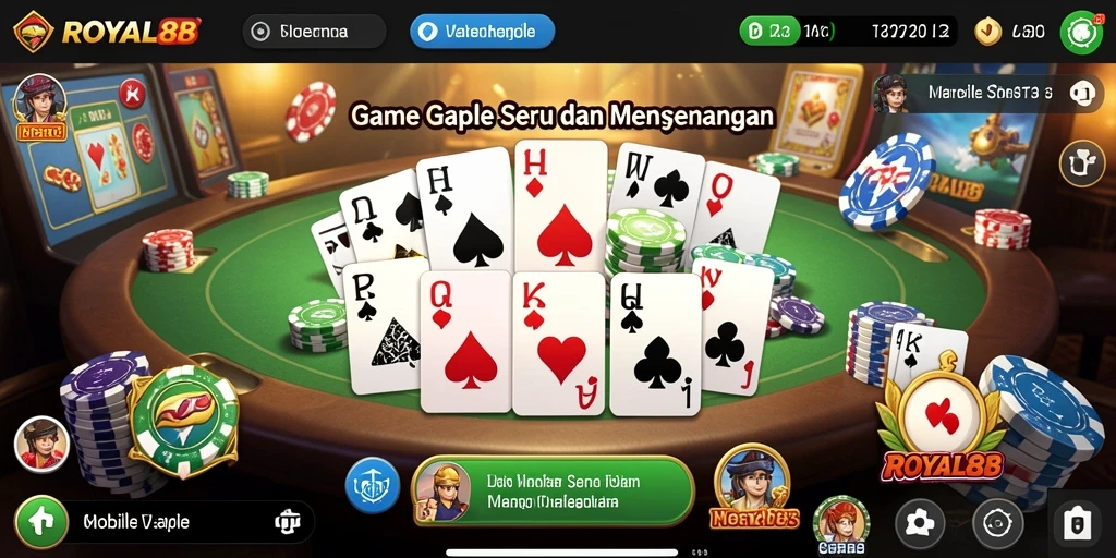 Tampilan gameplay seru dalam permainan Gaple dengan ROYAL88.