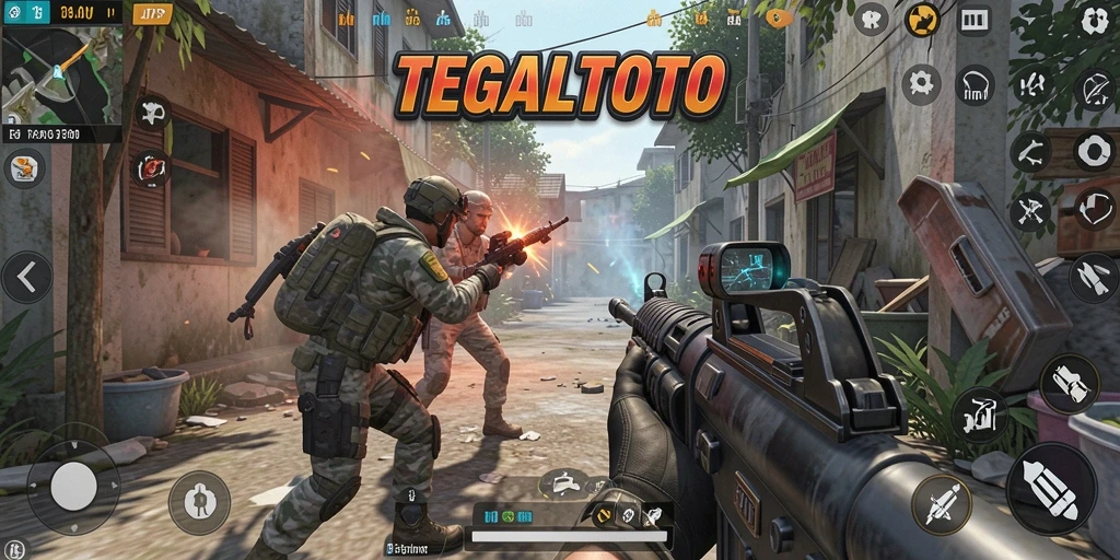 Screenshot utama TEGALTOTO menampilkan aksi seru dalam gameplay TPS.